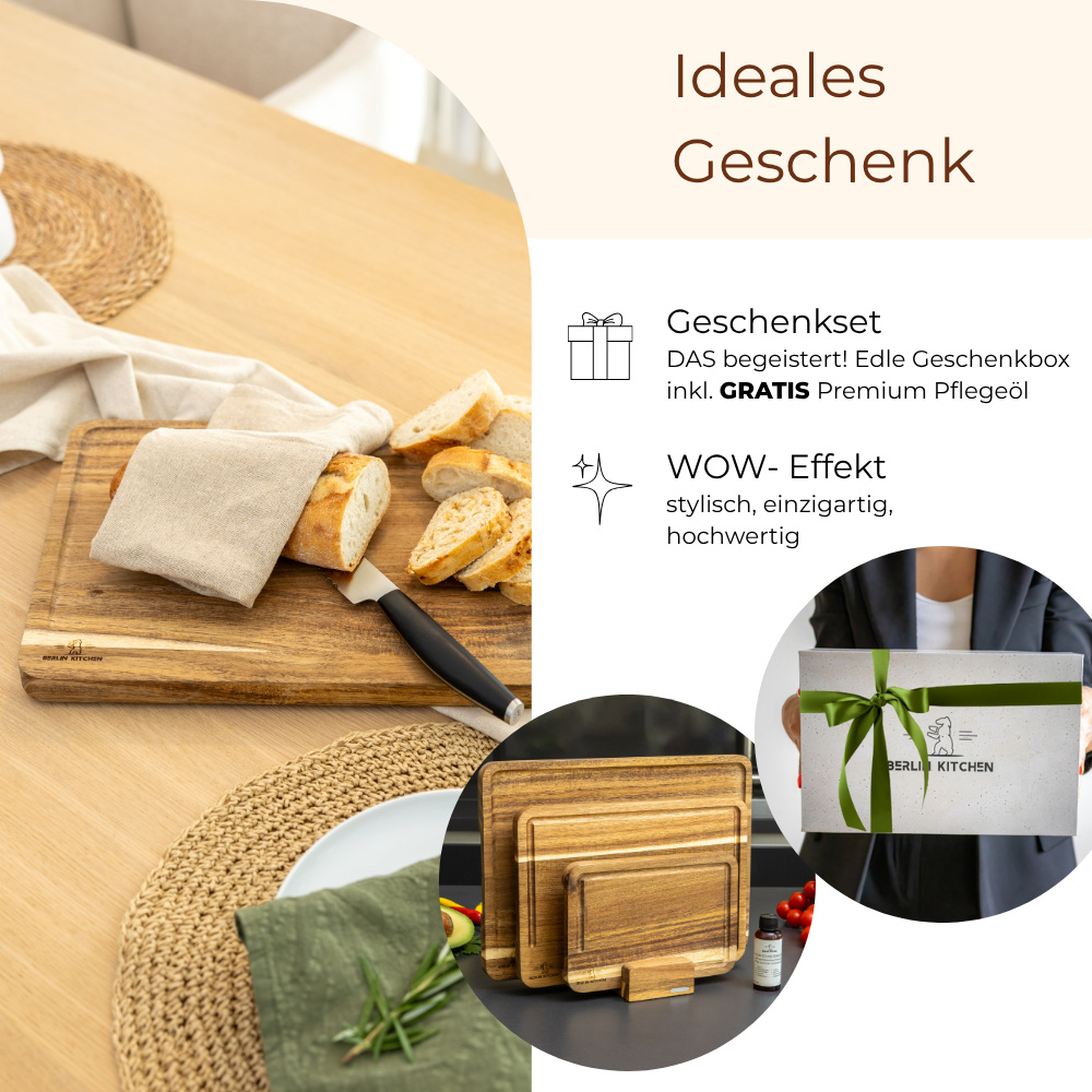Cut'n Cook Moments Schneidebrett 3er Set mit GRATIS Pflegeöl